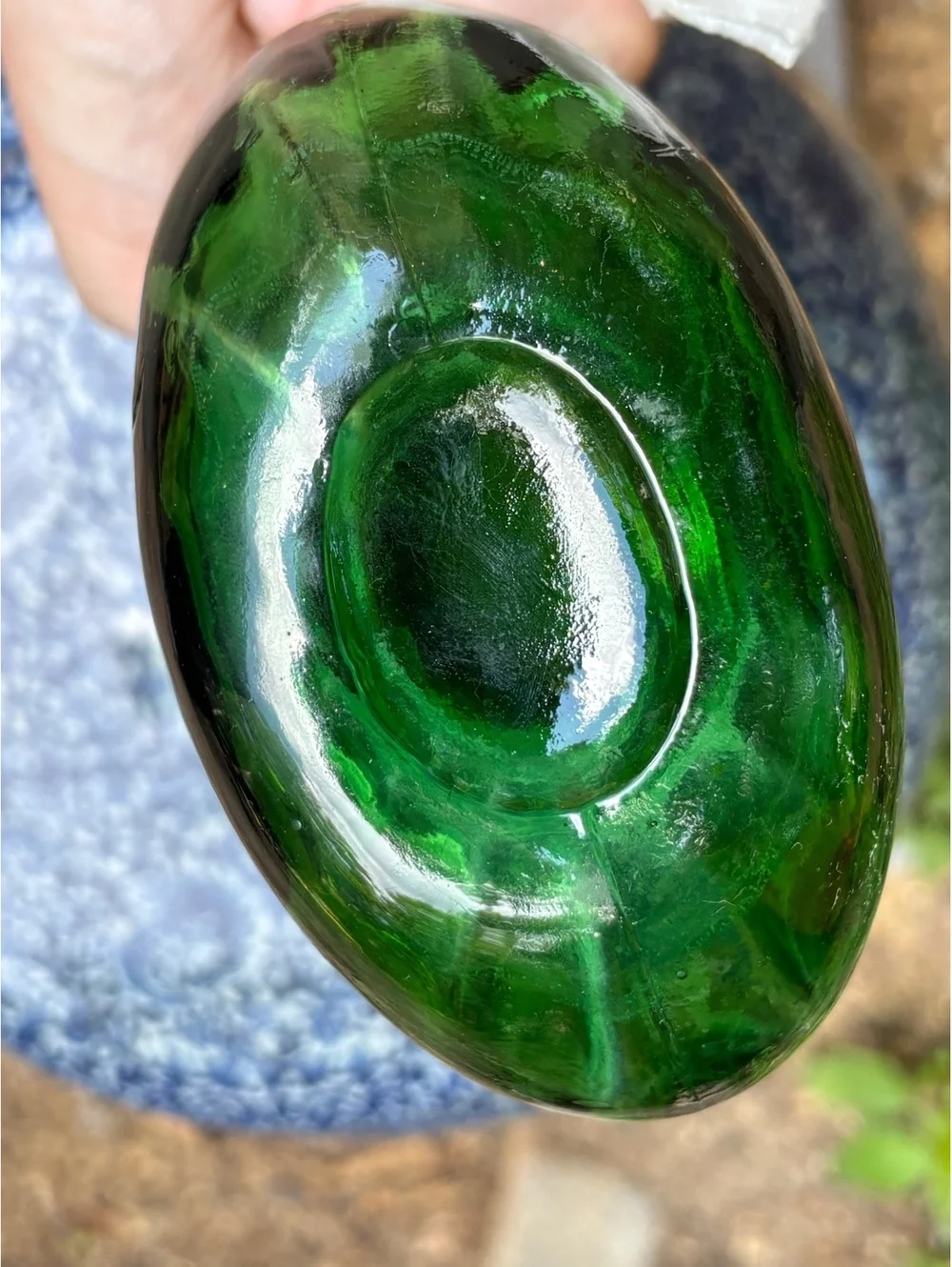 Vintage Emerald Green Art Glass Pumpkin Vase, Ruffled Rim, Blenko Style
